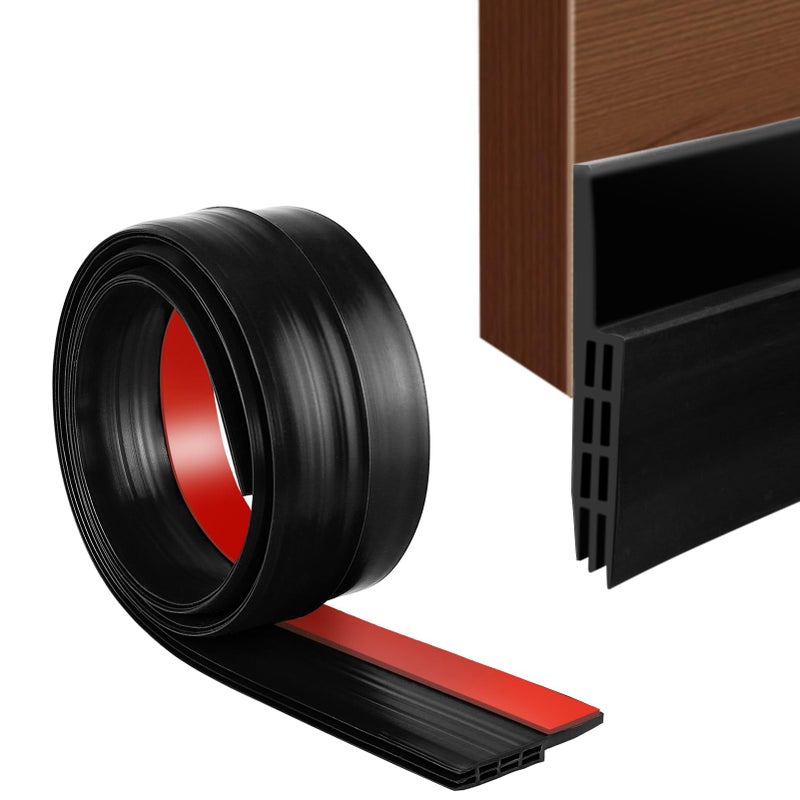 SUNMON Silicone Door Draft Stopper â€“ 39 inches Door Seal Strip for Under Door Seal Gap Interior & Exterior Doors Weather Stripping Soundproof ï¼ˆBlackï¼‰ - Image 1